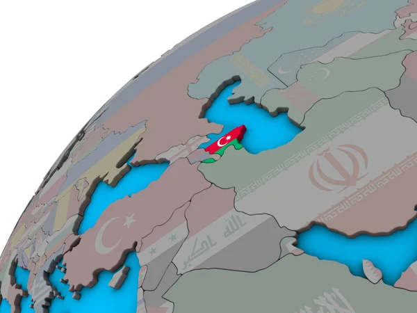 阿塞拜疆与国旗在3D 地球上 — 图库照片