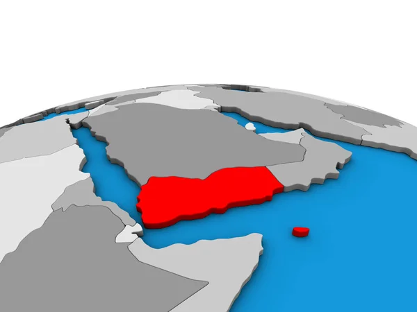 Yemen Sul Globo Politico Illustrazione — Foto Stock