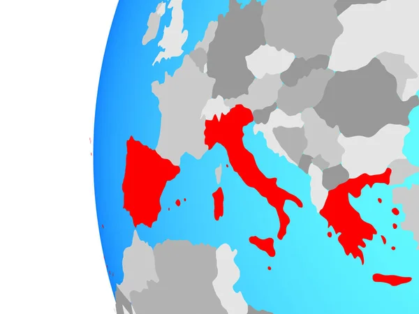Södra Europa Blå Politiska Jordglob Illustration — Stockfoto