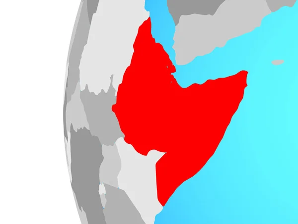 Африканский Рог Голубом Политическом Глобусе Иллюстрация — стоковое фото