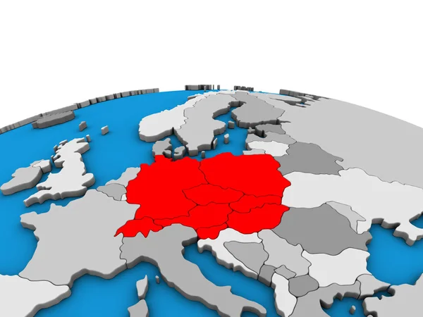 Europie Środkowej Globus Polityczny Ilustracja — Zdjęcie stockowe