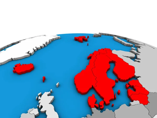 Północnej Europie Globus Polityczny Ilustracja — Zdjęcie stockowe