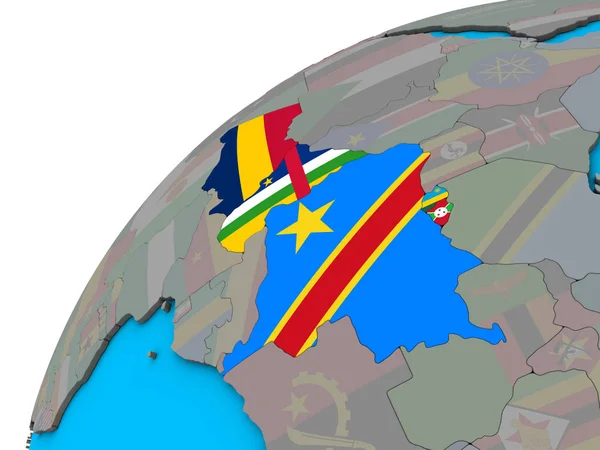 África Central Com Bandeiras Nacionais Globo Ilustração — Fotografia de Stock