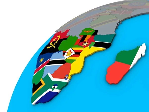 Νότια Αφρική Εθνικές Σημαίες Τρισδιάστατη Υδρόγειο Απεικόνιση — Φωτογραφία Αρχείου