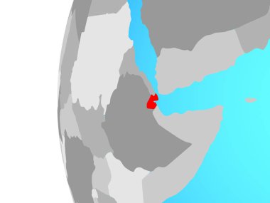 Cibuti mavi siyasi dünya üzerinde. 3D çizim.