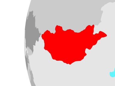 Moğolistan mavi siyasi dünya üzerinde. 3D çizim.