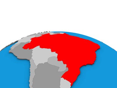 Brezilya siyasi 3d dünya üzerinde. 3D çizim.