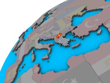 Makedonya ile 3d dünya Ulusal bayrağını. 3D çizim.