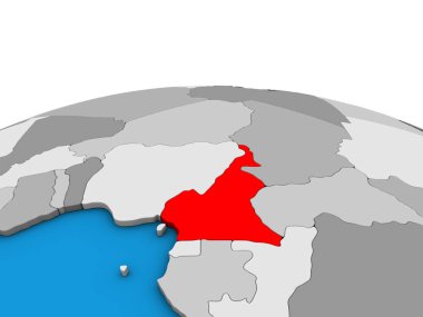 Kamerun siyasi 3d dünya üzerinde. 3D çizim.
