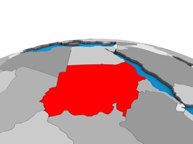 Sudan siyasi 3d dünya üzerinde. 3D çizim.