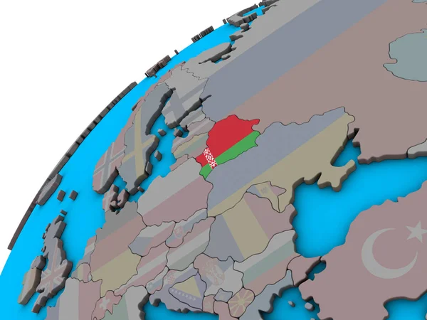 Białoruś Flagi Narodowej Świecie Ilustracja — Zdjęcie stockowe