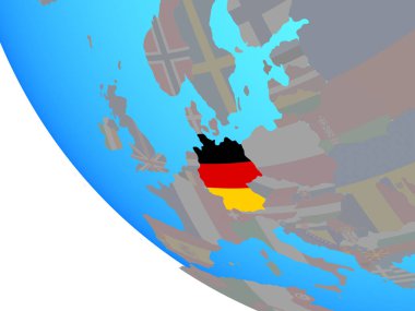 Almanya Ulusal bayrağını basit dünya ile. 3D çizim.