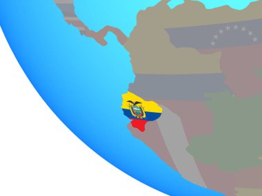 Ekvator ile basit Dünya Ulusal bayrağını. 3D çizim.