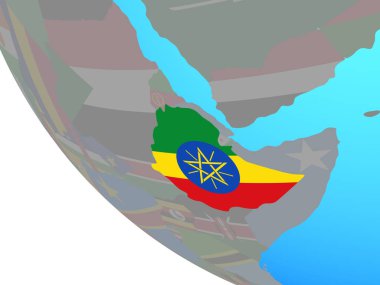 Etiyopya ile basit Dünya Ulusal bayrağını. 3D çizim.