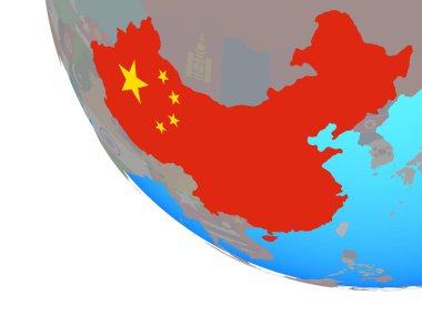 Çin Ulusal bayrağını basit dünya ile. 3D çizim.