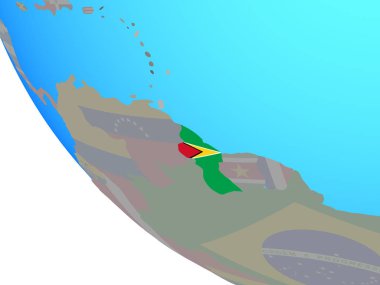 Guyana basit dünya üzerinde ulusal bayrak ile. 3D çizim.
