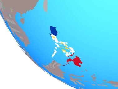 Türkiye Ulusal bayrağını basit dünya ile. 3D çizim.