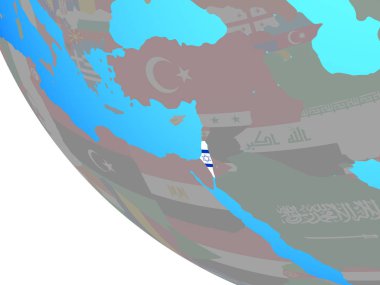 İsrail Ulusal bayrağını basit dünya ile. 3D çizim.