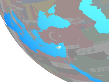 Kıbrıs Ulusal bayrağını basit dünya ile. 3D çizim.