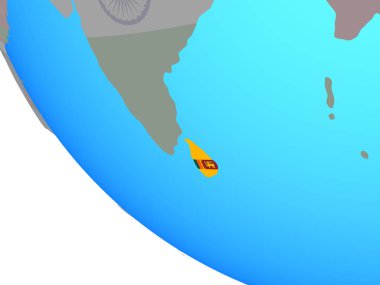 Sri Lanka ulusal bayrağını basit dünya ile. 3D çizim.