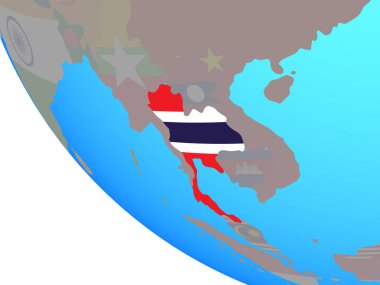 Tayland Ulusal bayrağını basit dünya ile. 3D çizim.