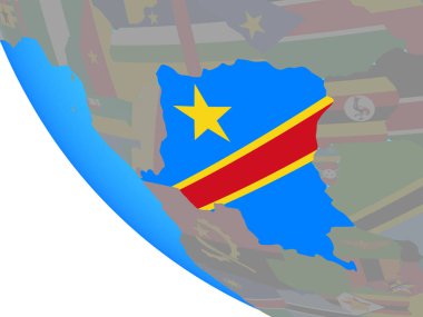 Kongo ile basit Dünya Ulusal bayrağını dem mümessili. 3D çizim.