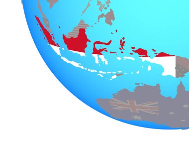 Endonezya Ulusal bayrağını basit dünya ile. 3D çizim.