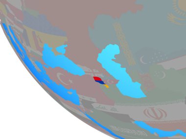 Ermenistan Ulusal bayrağını basit dünya ile. 3D çizim.