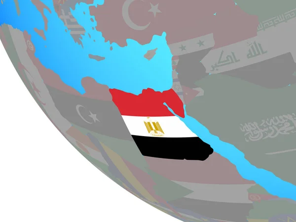 Egypte Met Nationale Vlag Eenvoudige Wereldbol Illustratie — Stockfoto