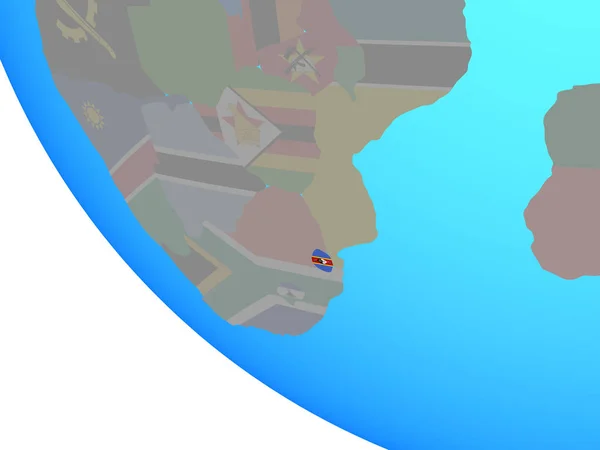 Eswatini Met Nationale Vlag Eenvoudige Wereldbol Illustratie — Stockfoto