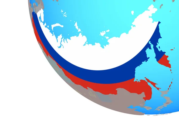 俄罗斯与国旗在简单的地球上 — 图库照片