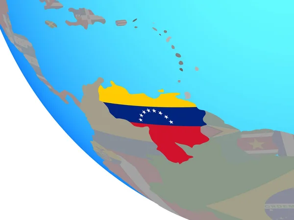 Venezuela Mit Nationaler Flagge Auf Einfachem Globus Illustration — Stockfoto