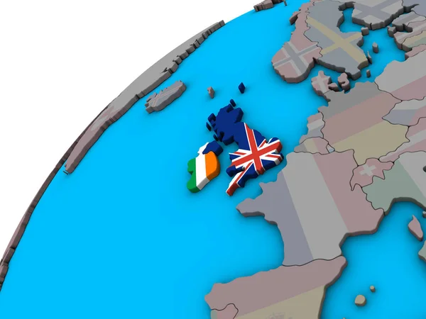 Islas Británicas Con Banderas Nacionales Mundo Ilustración — Foto de Stock