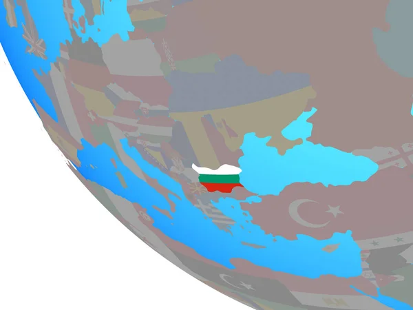 Bulgaria with national flag on simple globe. 3D illustration.