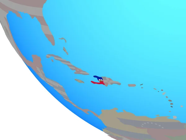 Haiti with national flag on simple globe. 3D illustration.