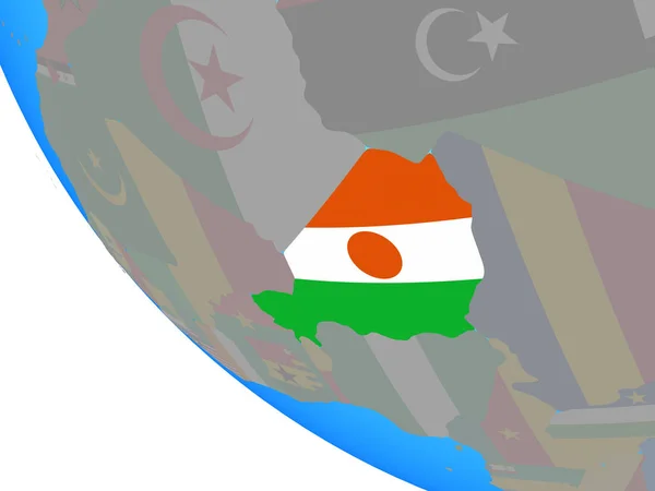 Niger Con Bandiera Nazionale Semplice Globo Illustrazione — Foto Stock