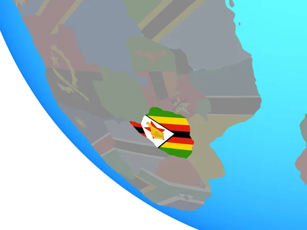 Zimbabwe Med Flagga Enkel Jordglob Illustration — Stockfoto
