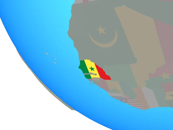 Senegal Met Nationale Vlag Eenvoudige Wereldbol Illustratie — Stockfoto
