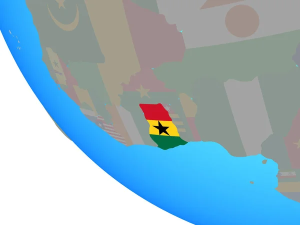 Ghana Avec Drapeau National Sur Simple Globe Illustration — Photo