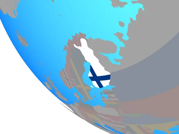 Фінляндія Національного Прапора Простий Земної Кулі Ілюстрація — стокове фото