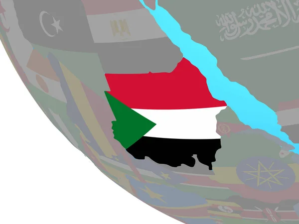 Sudan Con Bandiera Nazionale Semplice Globo Illustrazione — Foto Stock