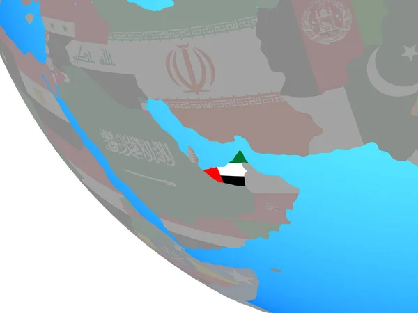 Vereinigte Arabische Emirate Mit Nationalflagge Auf Einfachem Globus Illustration — Stockfoto