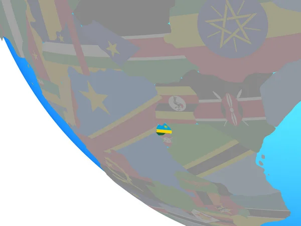 Rwanda Avec Drapeau National Sur Simple Globe Illustration — Photo