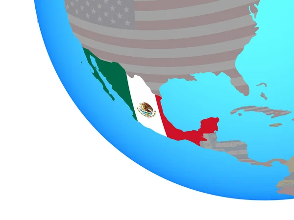 墨西哥与国旗在简单的地球上 — 图库照片