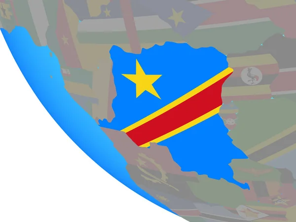 Dem Rep Del Congo Con Bandera Nacional Mundo Simple Ilustración —  Fotos de Stock