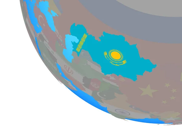 Kazakhstan National Flag Simple Globe Illustration — Stock Photo, Image