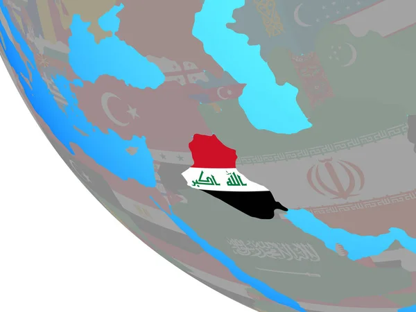 Irak Met Nationale Vlag Eenvoudige Wereldbol Illustratie — Stockfoto