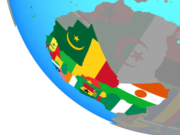 África Occidental Con Banderas Nacionales Mundo Simple Ilustración — Foto de Stock