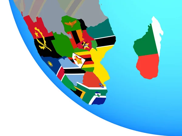 Africa Australe Con Bandiere Nazionali Semplice Globo Illustrazione — Foto Stock
