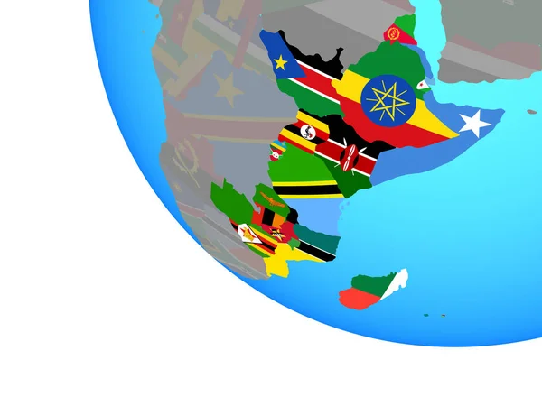 Kelet Afrikában Egyszerű Világ Nemzeti Zászlók Illusztráció — Stock Fotó